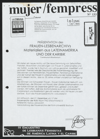 Sammlung Dokumente zum Lateinamerika-Archiv des Frauenarchivs der Ruhr-Universität Bochum 1995-1997