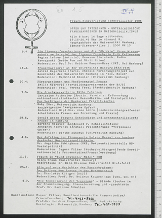 Frauen-Ringvorlesung Sommersemester 1986