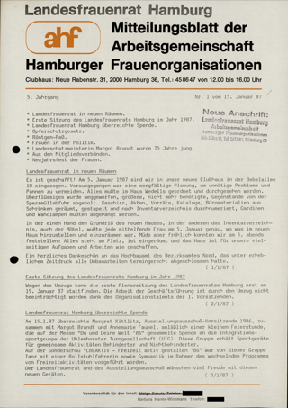 Mitteilungsblatt der Arbeitsgemeinschaft Hamburger Frauenorganisation