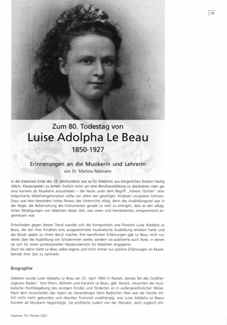 Zum 80. Todestag Luise Adolpha Le Beau
