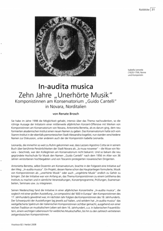 In-audita musica. Zehn Jahre "Unerhörte Musik"