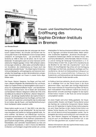Eröffnung des Sophie-Drinker-lnstituts in Bremen