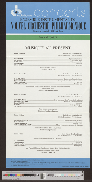 Flyer: Radio France Concerts, Saison 1976-1977