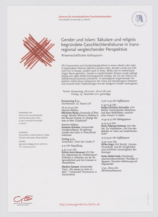 Gender und Islam: Säkulare und religiös begründete Geschlechterdiskurse in transregional vergleichender Perspektive