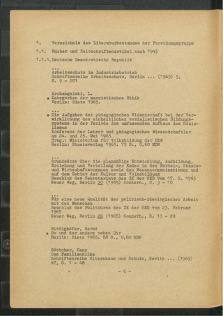 Verzeichnis des Literaturbestandes der Forschungsgruppe : Stand September 1965