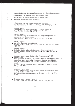 Verzeichnis des Literaturbestandes der Forschungsgruppe : Neuzugänge von Januar 1966 bis April 1966 und Tagungen im März/April/Mai 1966