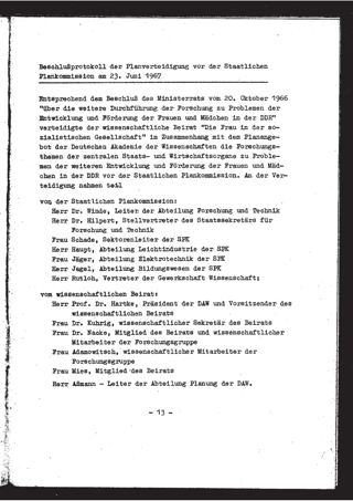 Beschlußprotokoll der Planverteidigung vor der Staatlichen Plankommission am 23. Juni 1967