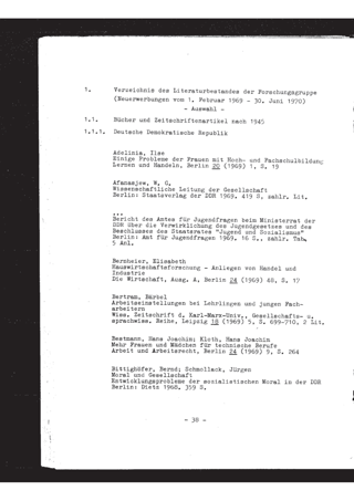Verzeichnis des Literaturbestandes der Forschungsgruppe (Neuerwerbungen vom 1. Februar 1969 - 30. Juni 1979); - Auswahl
