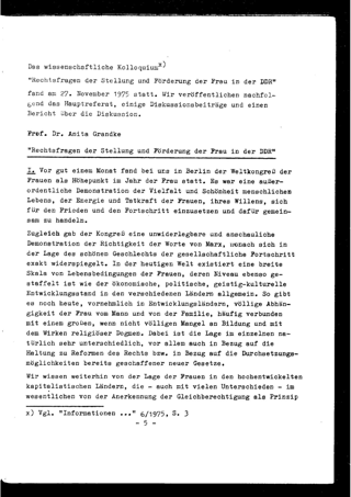 Rechtsfragen der Stellung und Förderung der Frau in der DDR