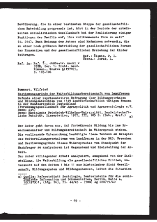 Rezension. Bommert, Wilfried: Bestimmungsgründe der Weiterbildungsbereitschaft von Landfrauen. 1977, Bonn: Rheinische Friedrich-Wilhelms-Univerität