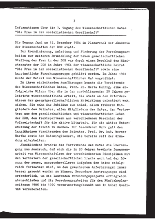 Informationen über die 7. Tagung des Wissenschaftlichen Rates "Die Frau in der sozialistischen Gesellschaft" am 12.12.1984