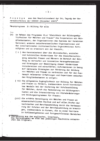 Auszüge aus dem Resolutionsband der 24. Tagung der Generalkonferenz der UNESCO (November 1987)