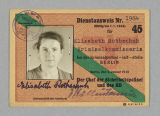 Dienstausweis von Elisabeth Rothschuh kurz vor Ende des 2. Weltkriegs