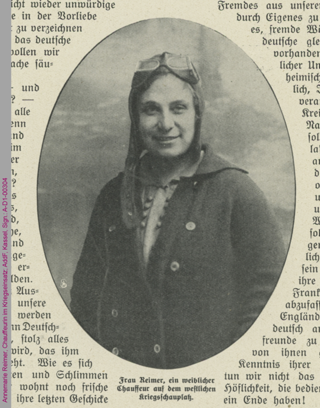 Annemarie Reimer, Chauffeurin im Kriegseinsatz, Erster Weltkrieg
