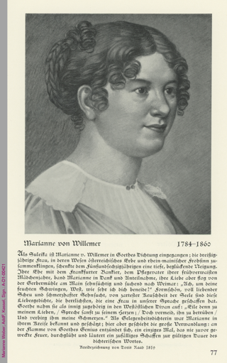 Porträt von Marianne von Willemer