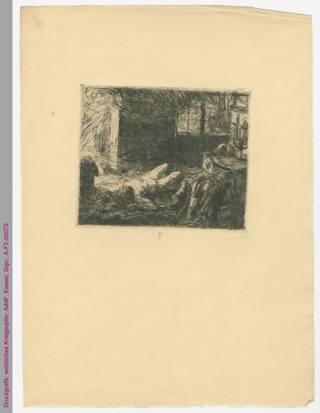 Druckgrafik, weibliches Kriegsopfer, Erster Weltkrieg