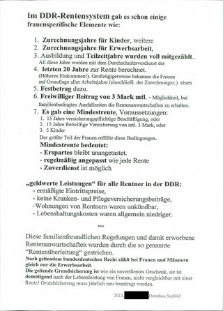 Flugblatt zum DDR-Rentenrecht