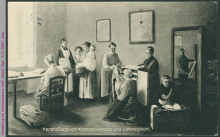 Postkarte, Herstellung von Krankenwäsche u. Liebesgaben, Vaterländischer Frauenverein