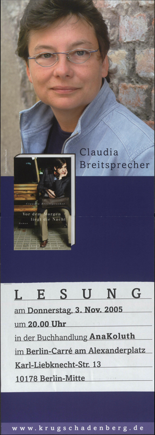 Claudia Breitsprecher\[W9]\Vor dem Morgen liegt die Nacht. Roman