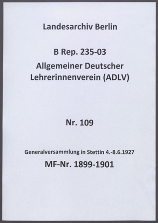 19. Generalversammlung vom 04.-08.06.1927 in Stettin 
