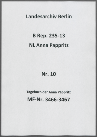 Tagebuch der Anna Pappritz