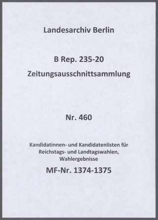 Kandidatinnen- und Kandidatenlisten für Reichstags- und Landtagswahlen, Wahlergebnisse
