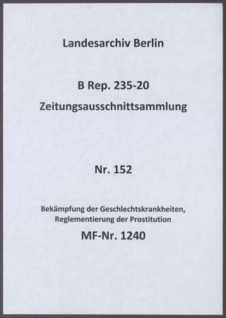Bekämpfung der Geschlechtskrankheiten, Reglementierung der Prostitution