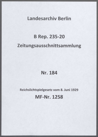 Reichslichtspielgesetz vom 8. Juni 1929