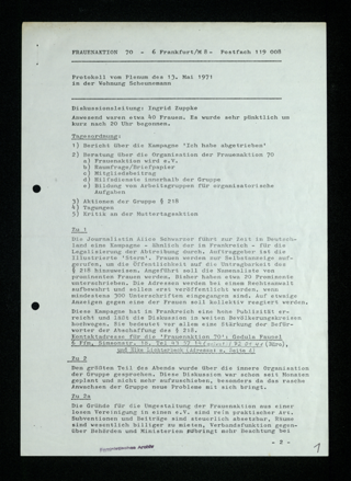 Protokoll vom Plenum am 13. Mai 1971