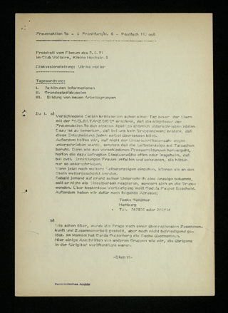 Protokoll vom Plenum am 2. Juni 1971 (im Club Voltaire)
