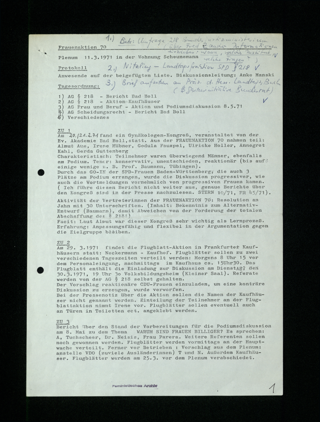 Protokoll vom Plenum am 11. März 1971