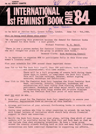 1st [_First] International Feminist Book Fair '84