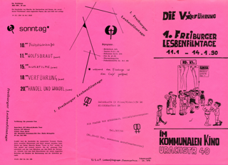 Die_V(e)orführung : 1. Freiburger Lesbenfilmtage, 11.1. - 14.11.1990 im Kommunalen Kino, Urachstr. 40