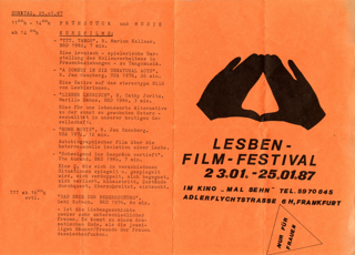 Lesben-Film-Festival, 23.01. - 25.01.1987 : im Kino "Mal sehn", Frankfurt